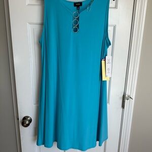 MSK Turquoise Dress with Silver Ring Accent